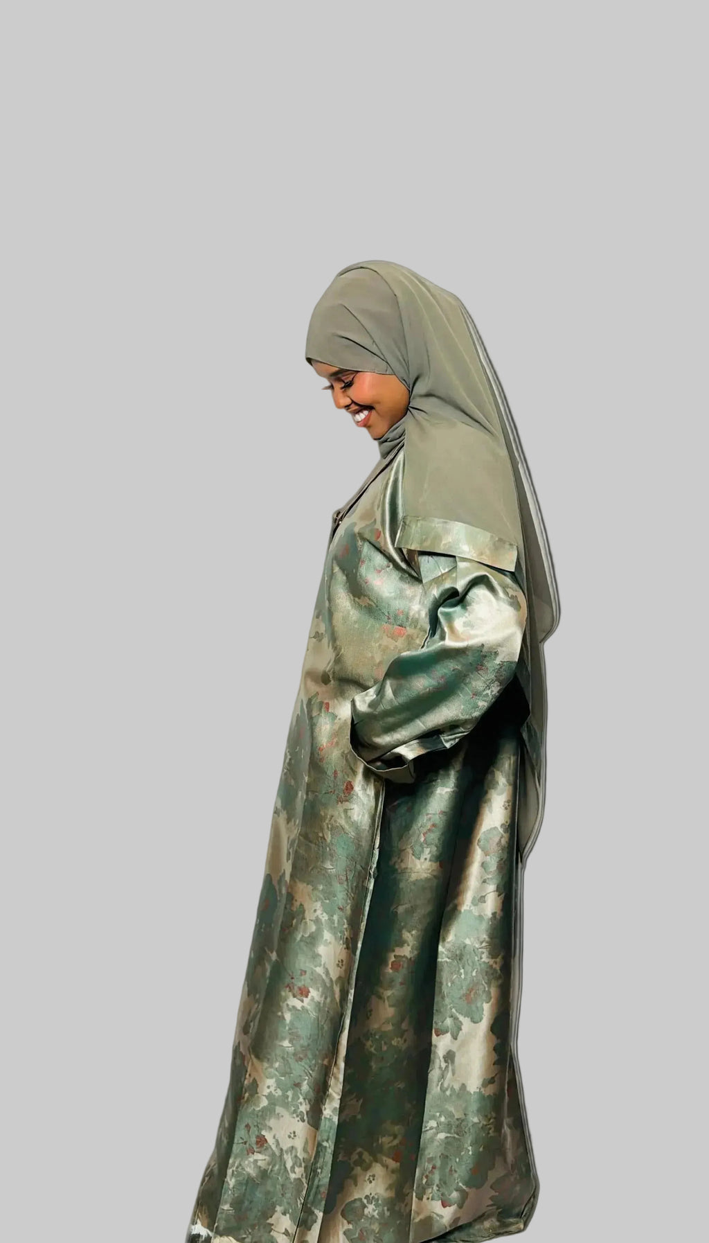 Emerald Garden Jacquard Coat Abaya