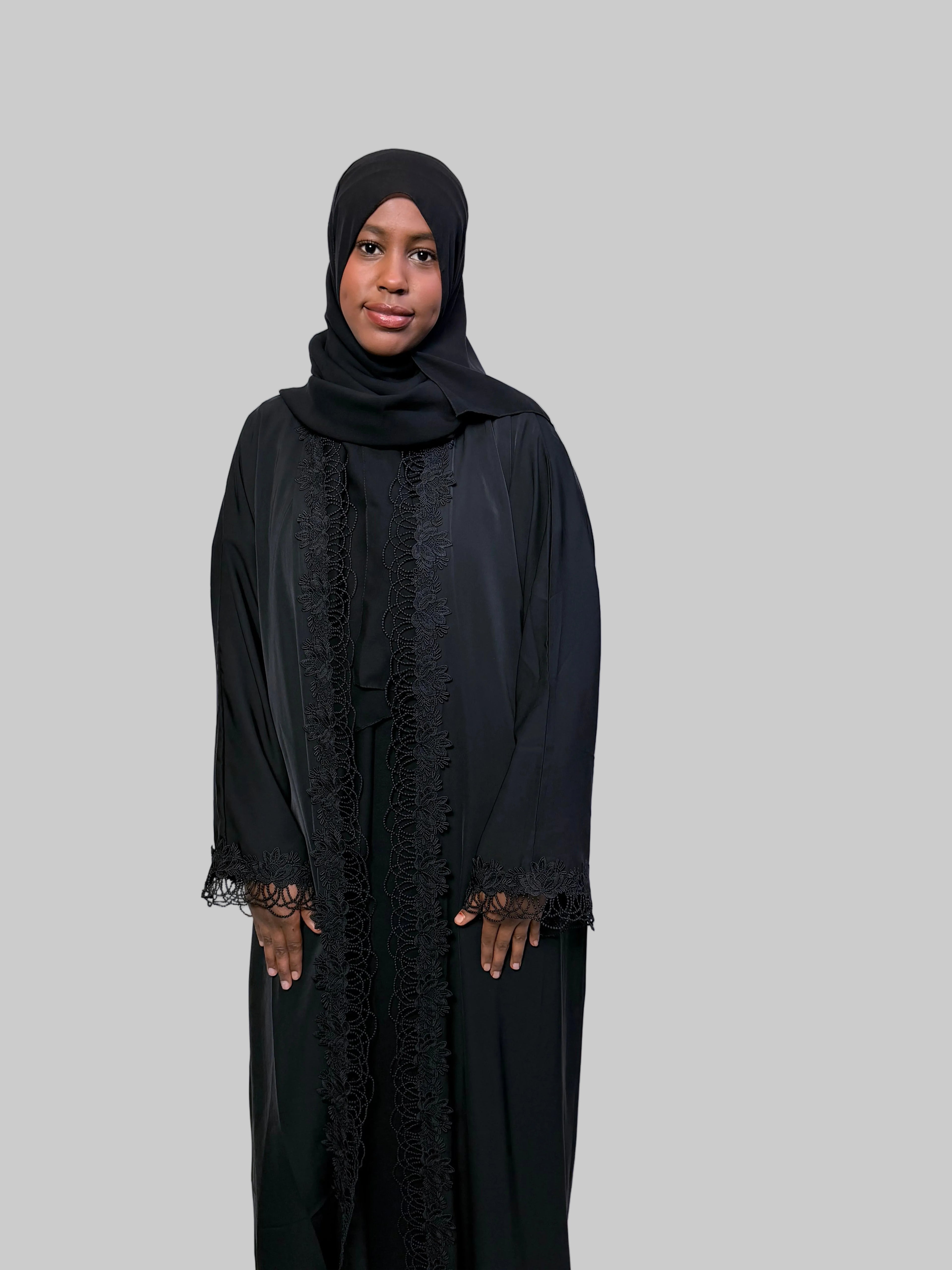 ROYAL LACE BORDER ABAYA