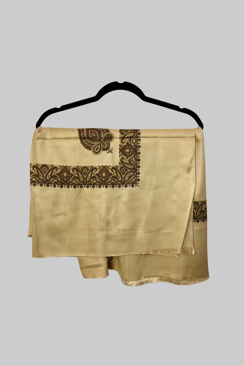 Beige Keffiyeh Scarf with Paisley Border