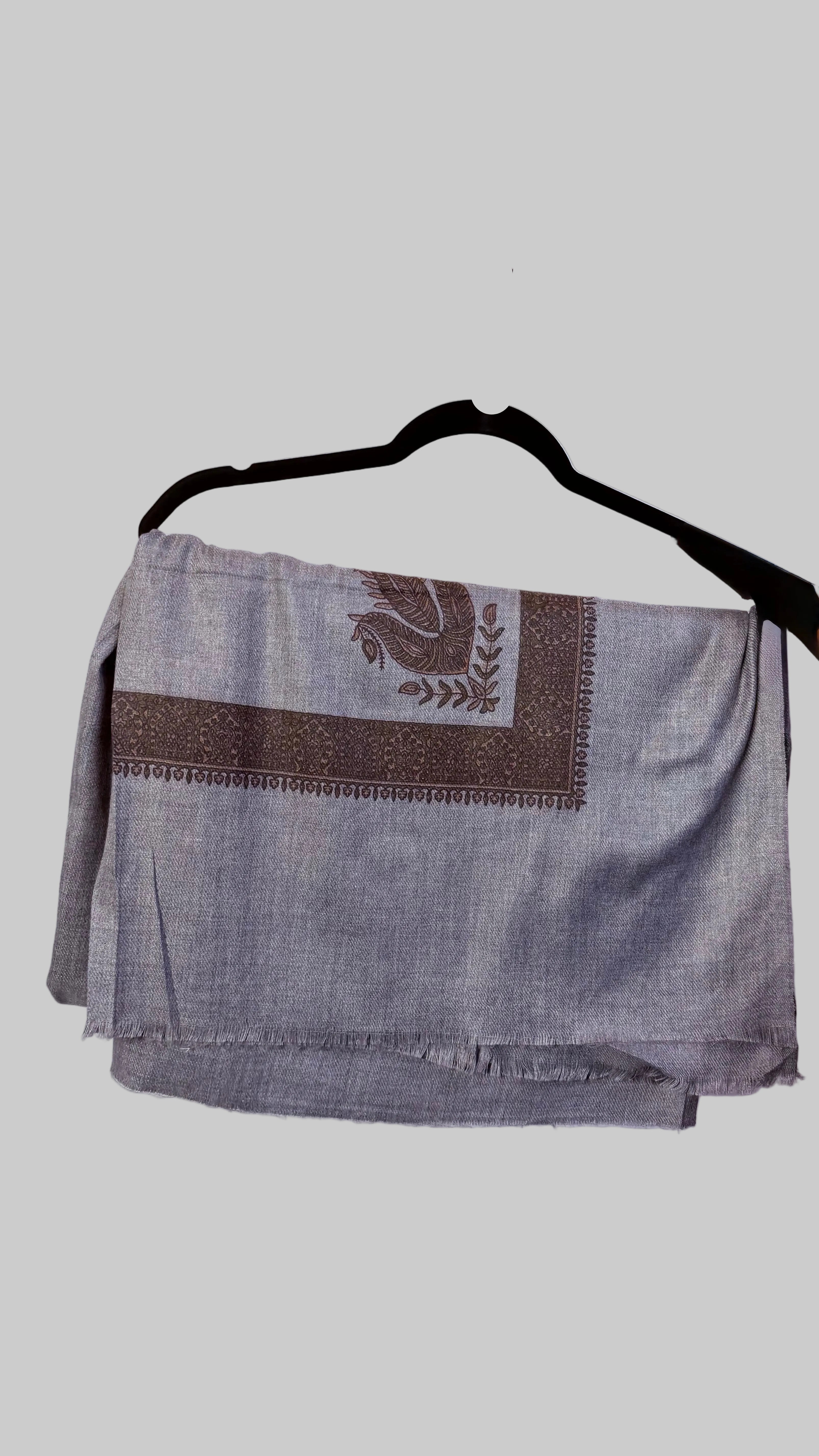 Grey Keffiyeh Scarf with Brown Border